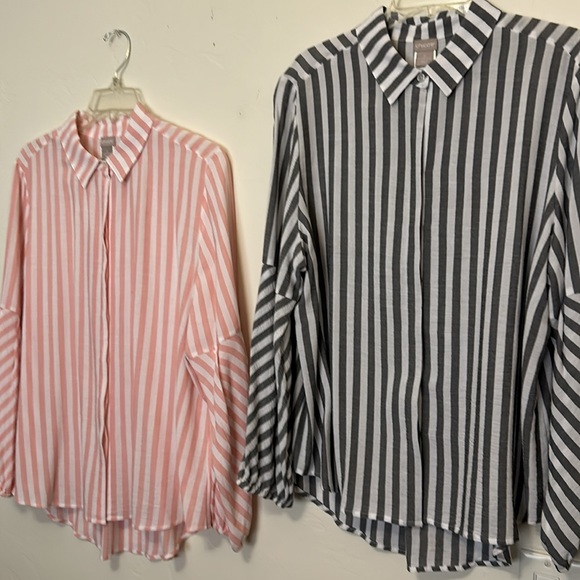 (2) Striped Chico’s Blouse - Picture 2 of 11